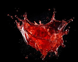 Red energy drink splashes on a black background