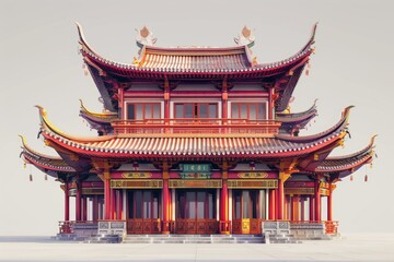 Fototapeta premium Serene view of an ornate chinese temple with intricate architectural details