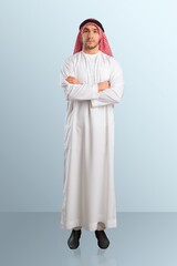 A saudi character standing on room background