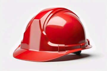 red hard hat. construction helmet isolated on white background.