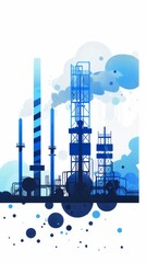 Minimalistic Illustration application oil production In blue tones on white background