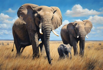 Fototapeta premium African Elephants on the savannah