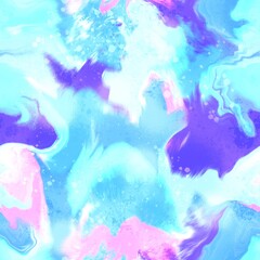 Abstract Hand Drawing Digital Watercolor Painting Marble Textured Liquid Fluid Wavy Seamless Pattern Tie Dye Batik Background