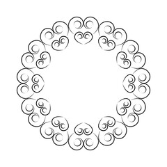 Frame from hearts. Filigree ornament.