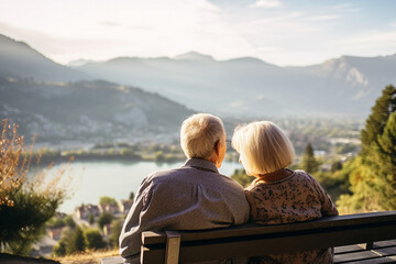 Affectionate elderly couple enjoying spending time together after retirement generative AI