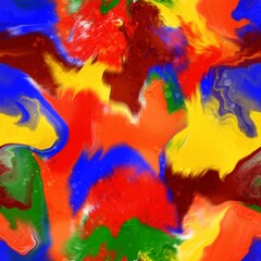 Abstract Hand Drawing Digital Watercolor Painting Marble Textured Liquid Fluid Wavy Seamless Pattern Tie Dye Batik Background