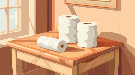 Rolls of toilet paper on table Vector style vector