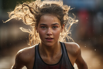 Generative AI photo of skilled professional ambitious champion reaching the target