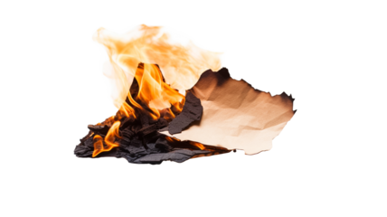 Burning paper isolated on transparent png background.


