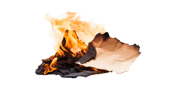 Burning paper isolated on transparent png background.


