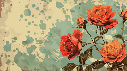 Roses garden over grunge background vector illustration