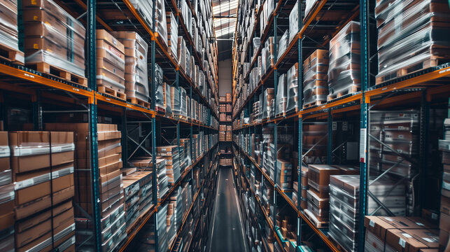 Parcels are meticulously organized in the warehouse, ready for delivery. Workers bustle, ensuring efficient order fulfillment in this bustling hub.





