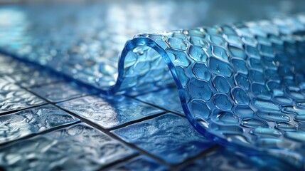 Blue rubber antislip mat, textured abstract background. Generative AI