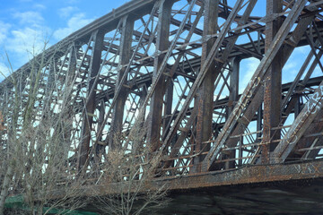 magnificent shot of arched metal automobile bridge, symbolizing seamless integration transportation...