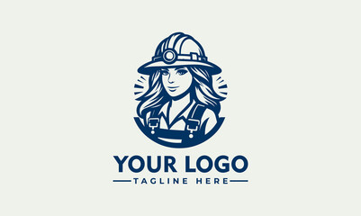 Woman construction vector logo illustration fimale construction workers logo Architect