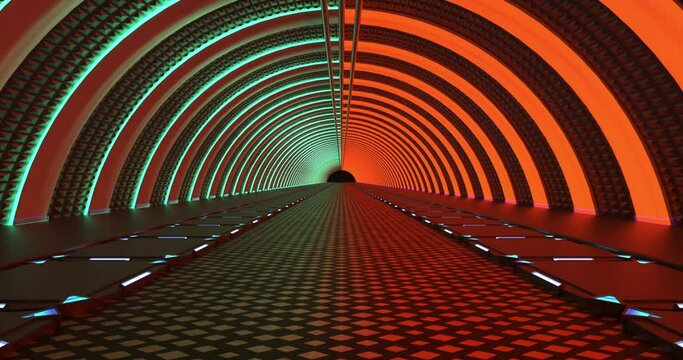 Velocity Through the Future: Green Illuminated Techno Tunnel