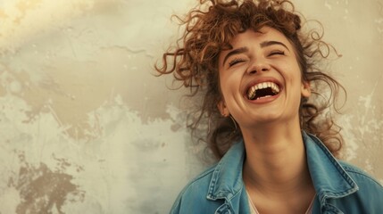 A Joyful Woman Laughing