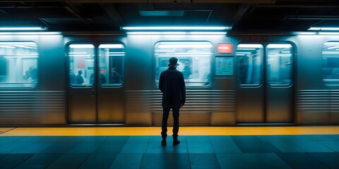 lonely young guy in the night subway