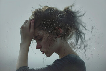 Beautiful yong girl holds her hand trying to remember, concept of celebrating I forgot Day 2nd July