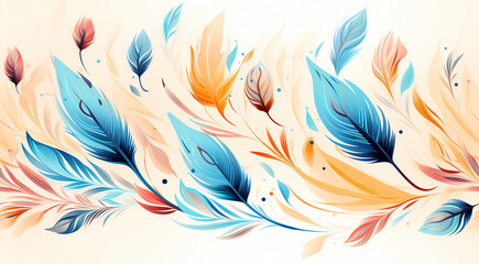 leaves and flowers pattern with watercolor style.