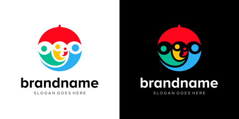 insurance logo colorful family circle with umbrella