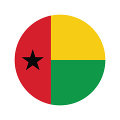 National Flag of Guinea Bissau. Guinea Bissau Flag. Guinea Bissau Round flag.
