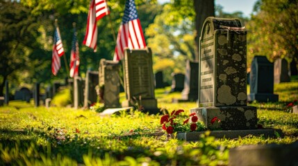 Memorial Day honors the fallen with solemn tombstones and waving flags.