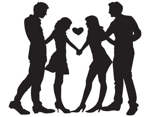 Couple silhouette illustration Happy Valentine's Day