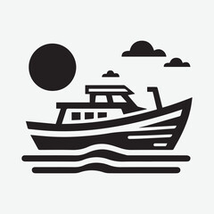 Boat Icon vector silhouette illustration. boat icon, boat icon vector, in trendy flat style isolated on white background. boat icon image, boat icon illustration
