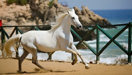 Picture presenting the galloping white horse