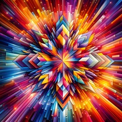 Vibrant Vertex abstract colorful shapes swirling and converging in a radiant display