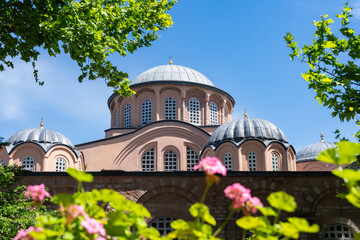 Renovated Kariye Mosque (Kariye Cami) and Museum Drone Photo, Edirnekapı Fatih, Istanbul Turkiye (Turkey)