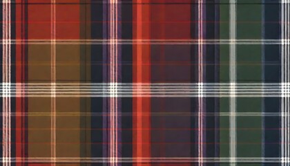 Classic tartan pattern, presented in a vibrant multicolored scheme, offers a unique perspective that highlights the intricate weave and texture details, Generative AI.