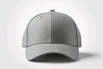 grey or silver baseball cap. snapback hat. front view. isolated on white background. for mockups and branding identity
