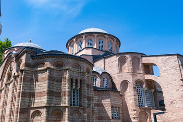 Renovated Kariye Mosque (Kariye Cami) and Museum Drone Photo, Edirnekapı Fatih, Istanbul Turkiye...