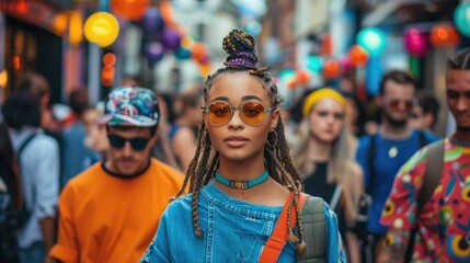 Individuals Showcasing Their Unique Styles Amidst the Vibrant Urban Crowd
