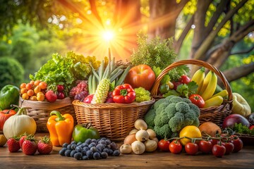Sunlit Fresh Produce Basket