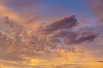 Sunset sky with scattered clouds over the Sonoran Desert near Quartzsite, Arizona