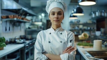 Confident Female Chef in Kitchen
