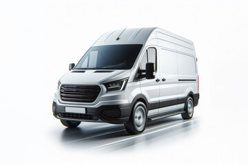 Naklejka premium White van with motion blur on white background