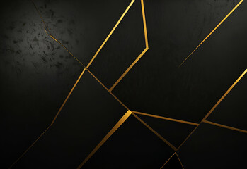 black paper cut background with  gold accent lines,Generative.Ai
