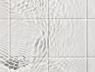 Water wavy texture on the white ceramic tile background