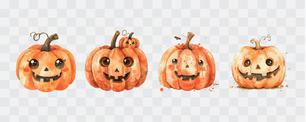 Halloween pumpkinhead watercolor isolated graphic transparent