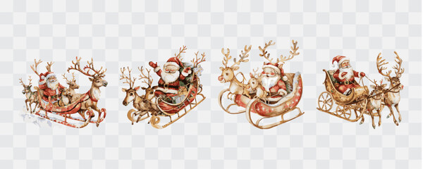 Cute Santa Claus watercolor isolated graphic transparent