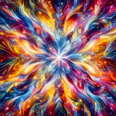 Obraz premium Vibrant Vertex abstract colorful shapes swirling and converging in a radiant display