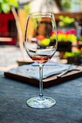 glass of wine on the table
