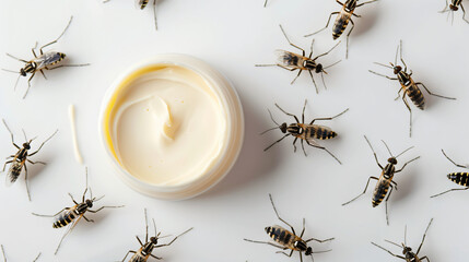 Mosquito repellent cream on white background