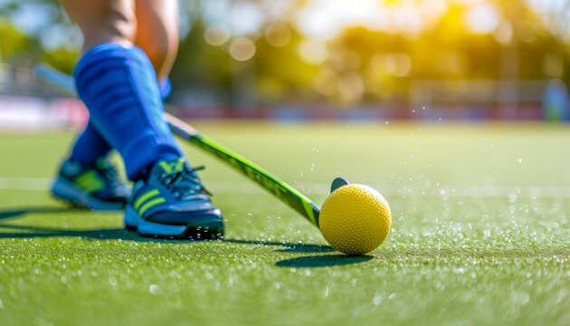 Field hockey player s shin guards and cleats close up  summer olympic games sport concept