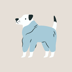 Vector hand drawn illustration of a funny dog in a costume.