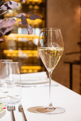 white wine in the restaurant